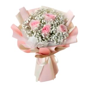 Ivory Buket Mawar Pink